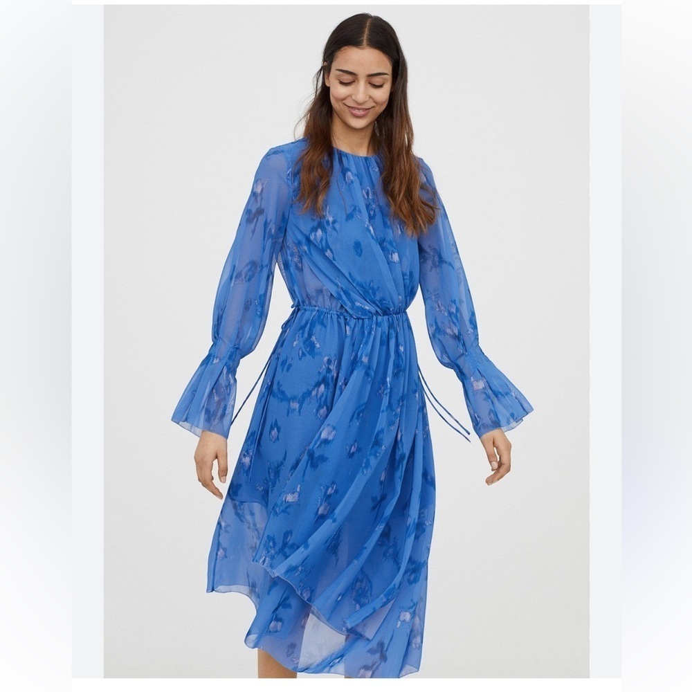 H&M Blue Floral Midi Dress
